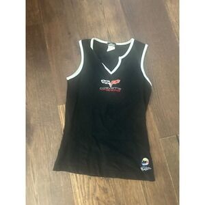 Y2K Autobahn Corvette Racing Tank Top Black Small Ron Fellows Signature V-Neck